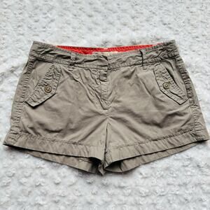 J. Crew Classic Twill Chino City Fit Taupe Tan Cotton Womens Shorts w Pockets 6